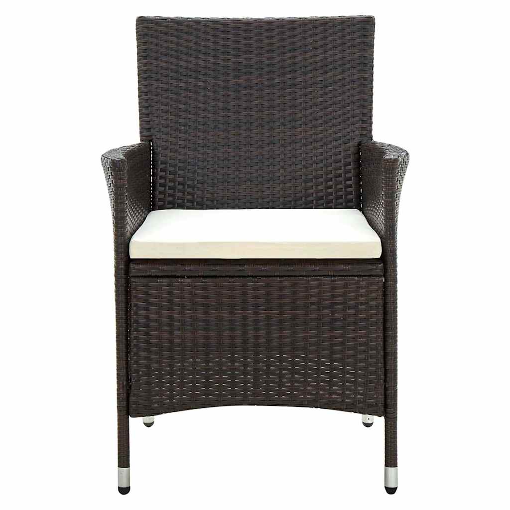 5 Pcs conjunto jantar exterior c/ almofadões vime PE castanho