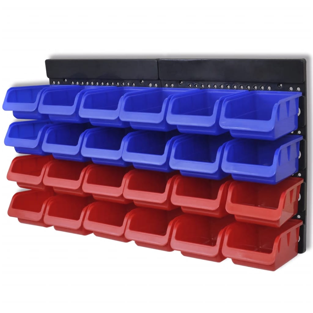 Organizador ferramentas montado na parede, 2 pçs, vermelho & azul