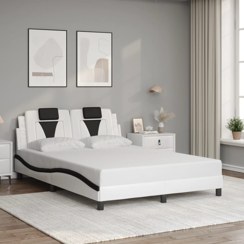 Estrutura de cama viana com LED sem colchão 140x190cm branco/preto