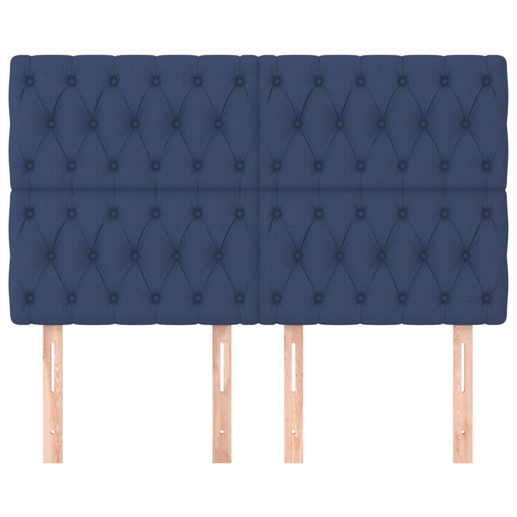 Cabeceira azul 160x7x118/128 cm tecido
