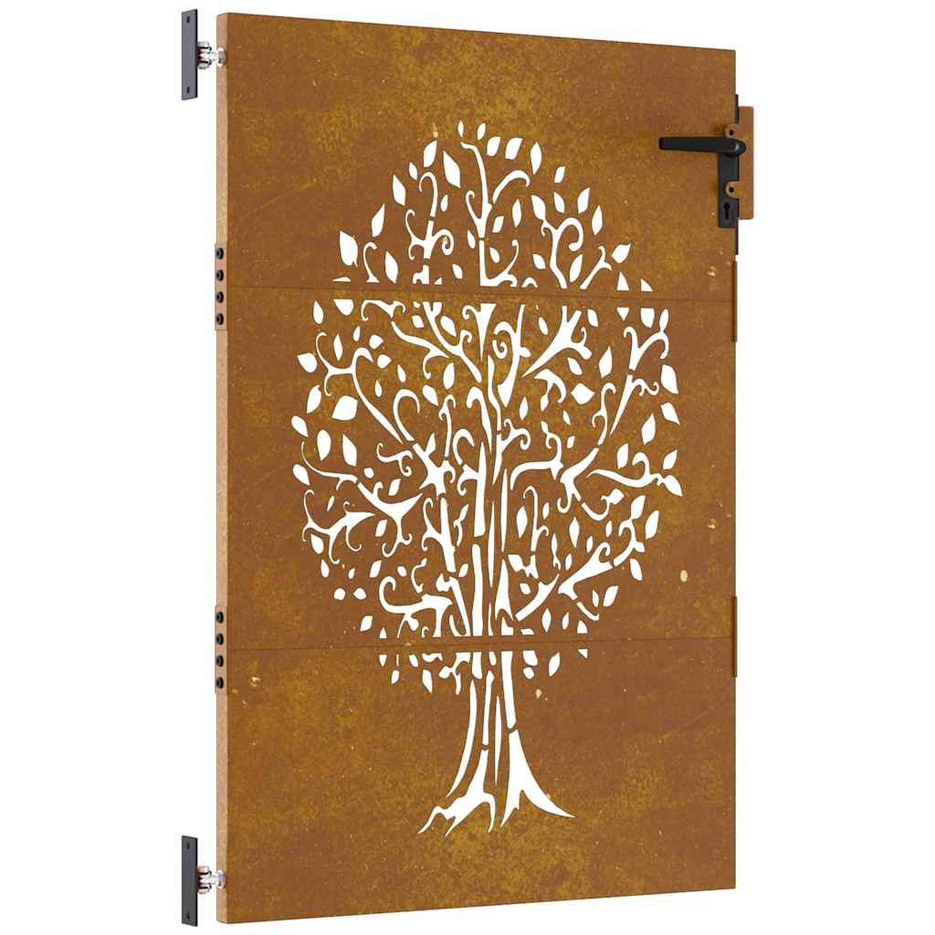 Portão de jardim 85x125 cm aço corten design árvore