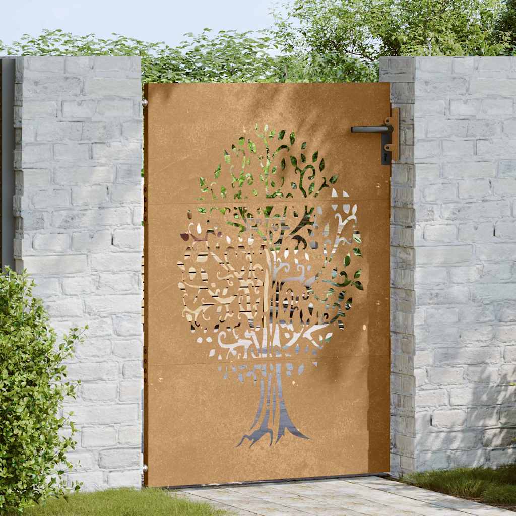 Portão de jardim 85x125 cm aço corten design árvore