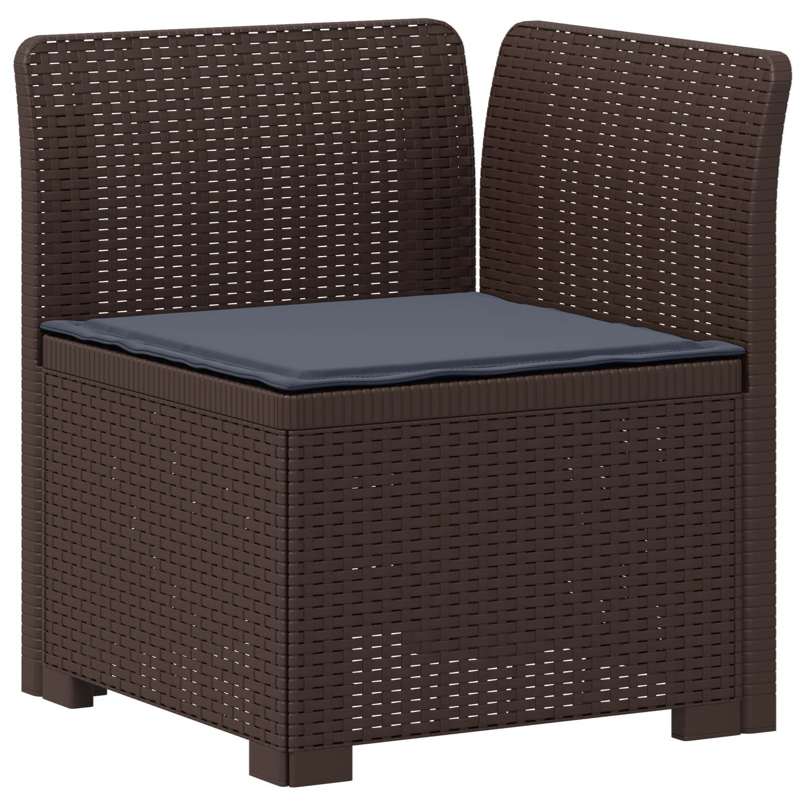 Sofá de jardim 1 lugar com almofada look rattan PP castanho