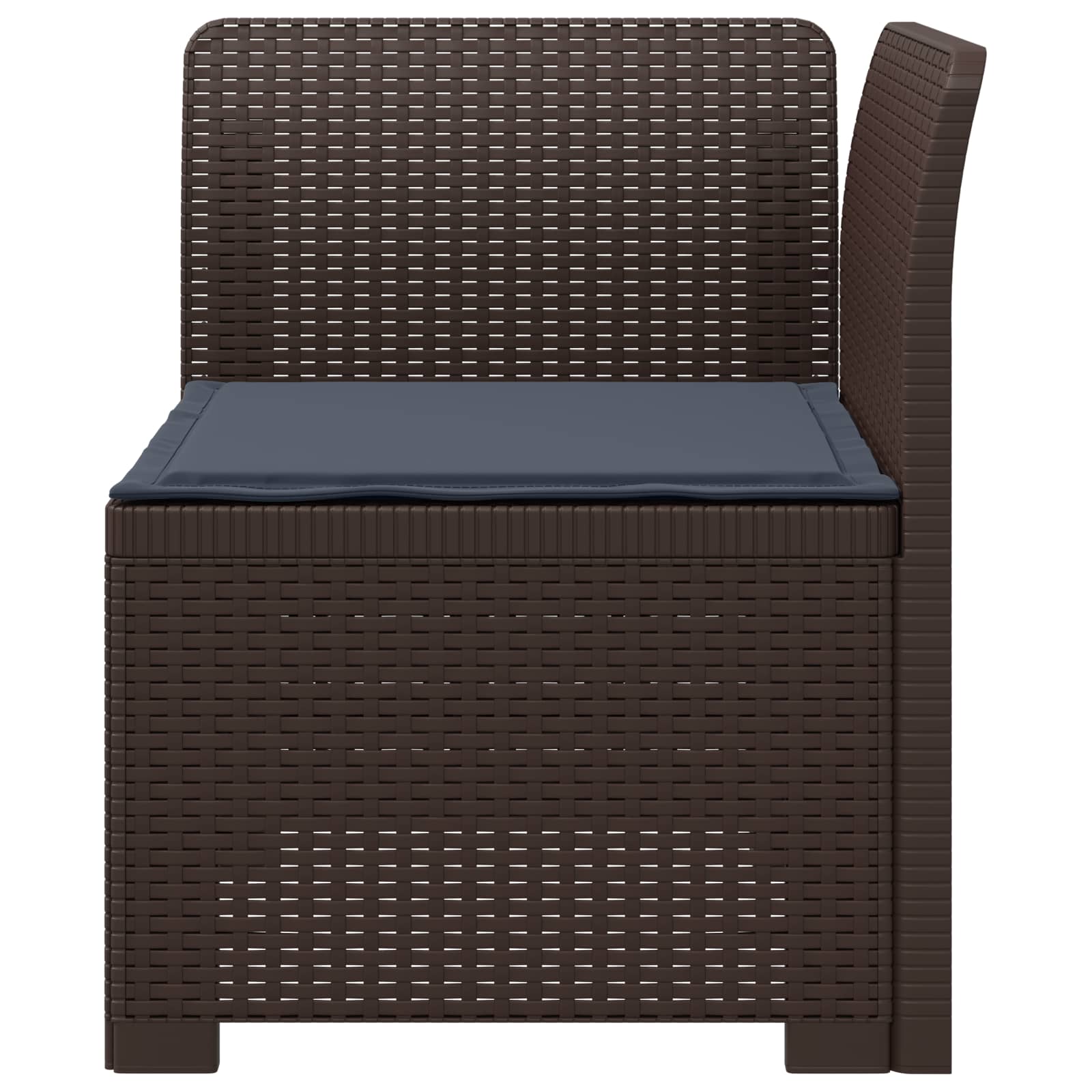 Sofá de jardim 1 lugar com almofada look rattan PP castanho