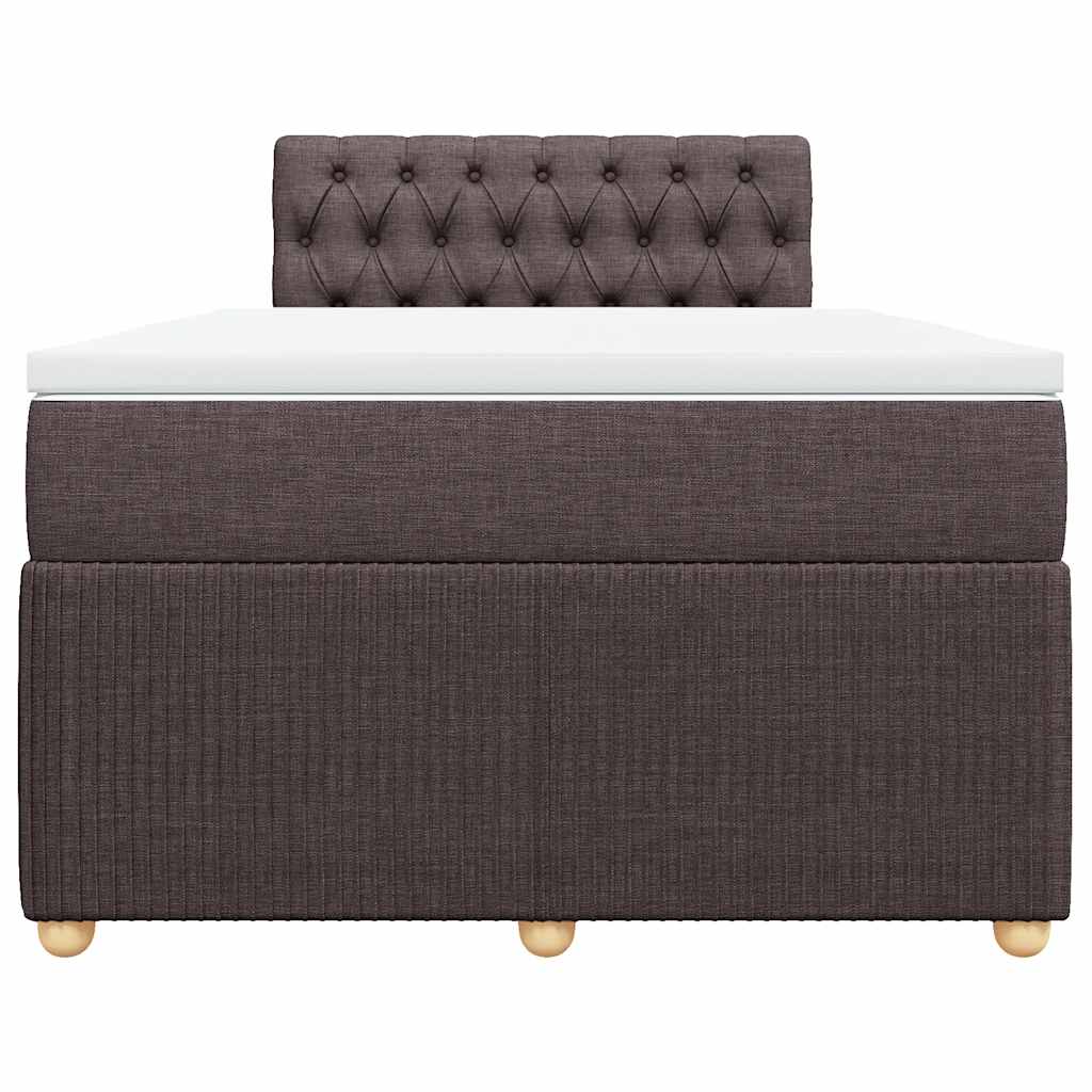 Cama boxspring com colchão 120x190 cm tecido castanho-escuro