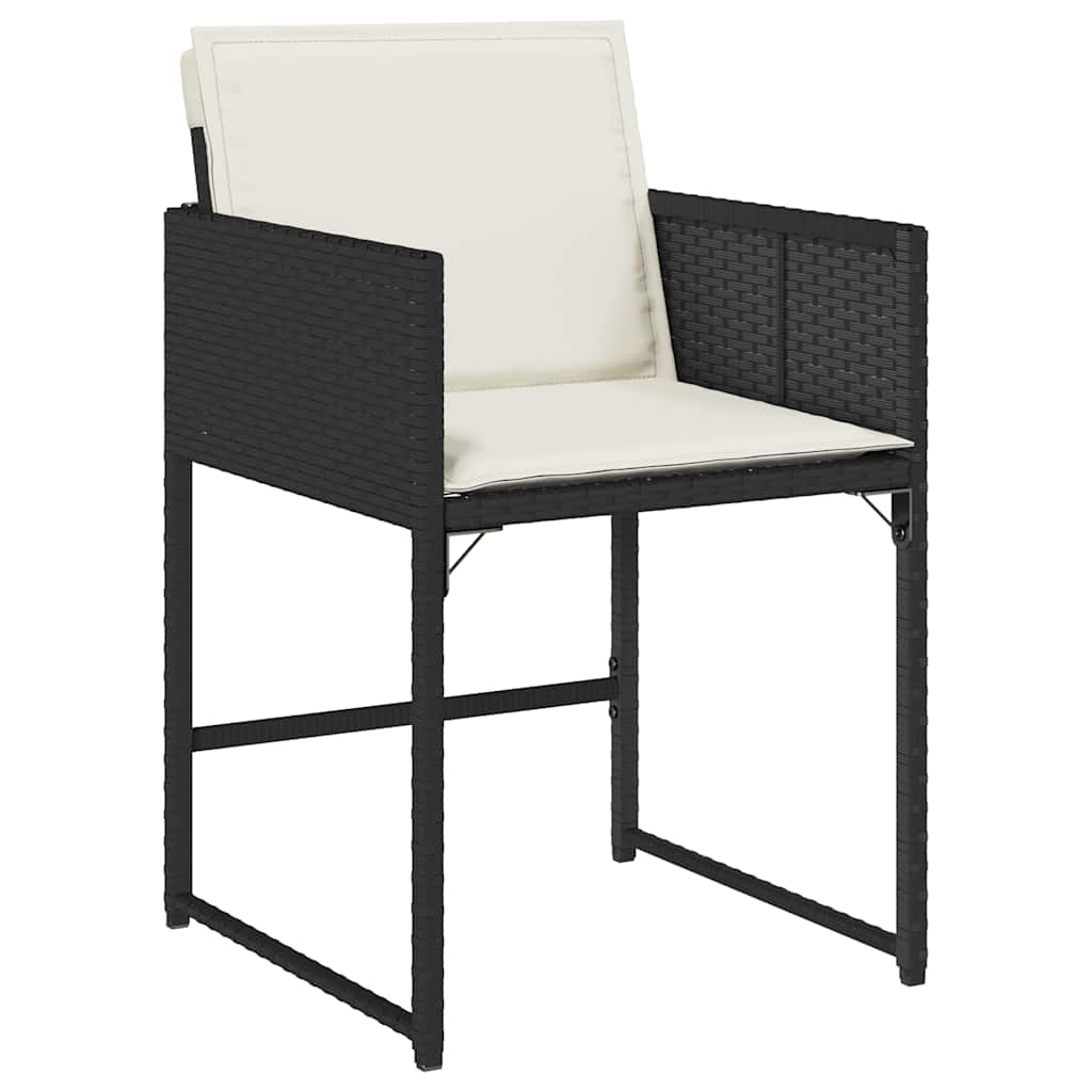 15 Pcs conjunto de jantar p/jardim com almofadões vime PE preto
