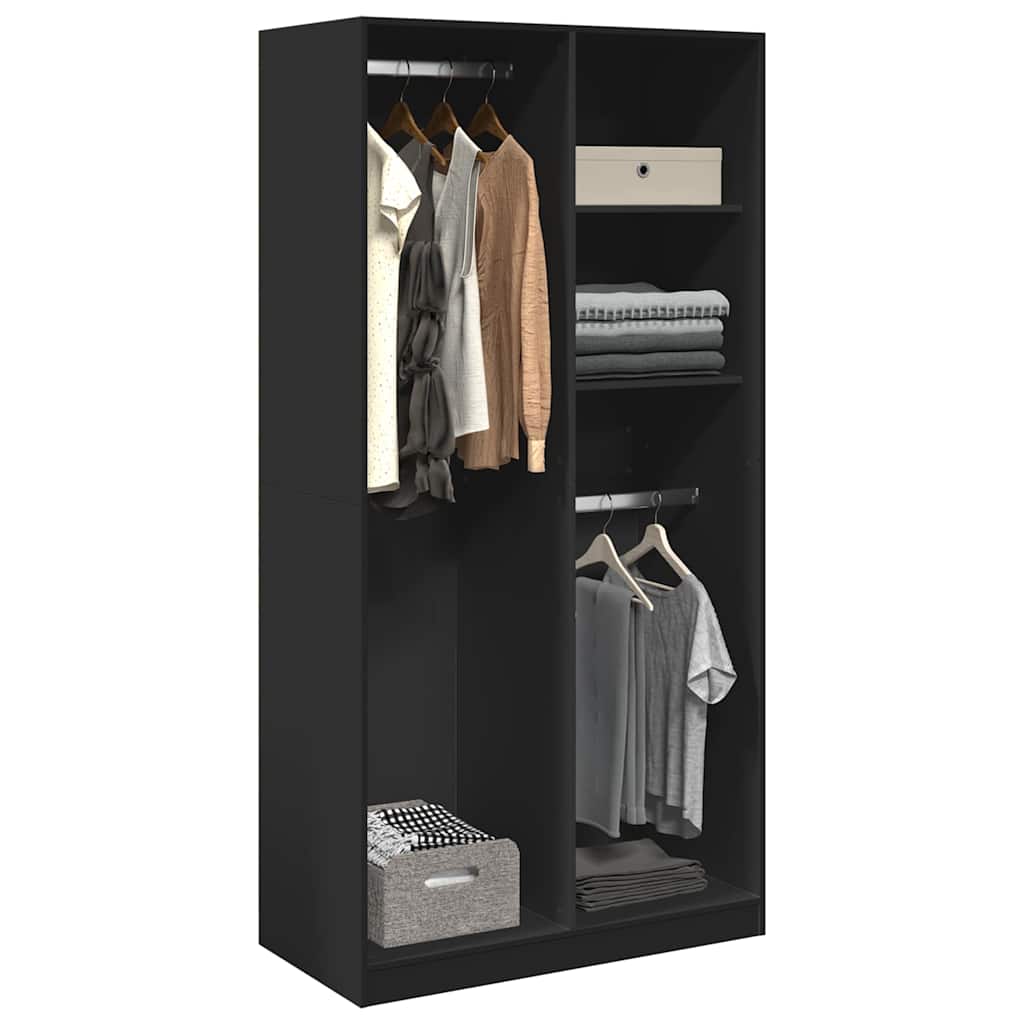 Roupeiro 100x50x200 cm contraplacado preto