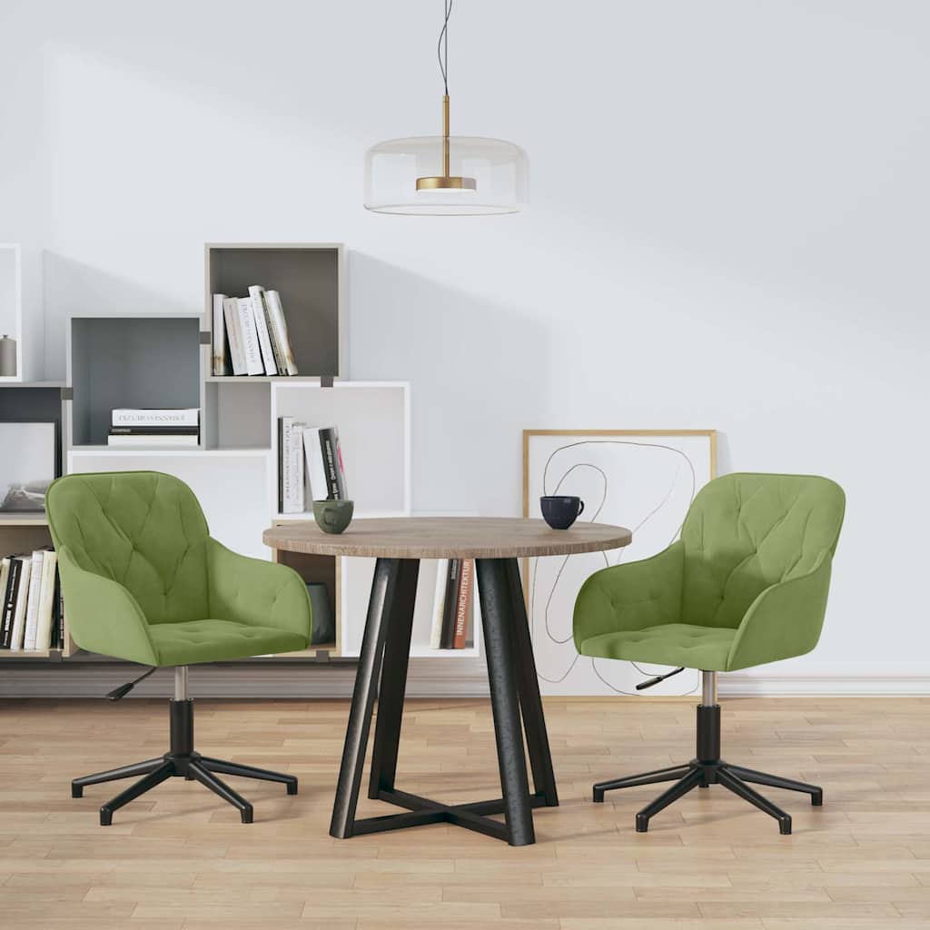 Cadeiras de jantar giratórias 2 pcs veludo verde-claro