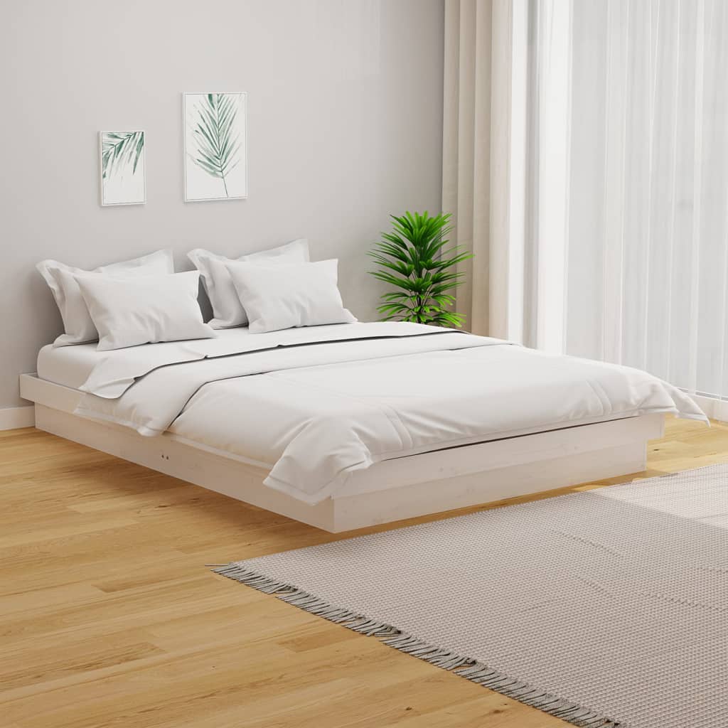 Estrutura de cama 140x200 cm madeira maciça branco