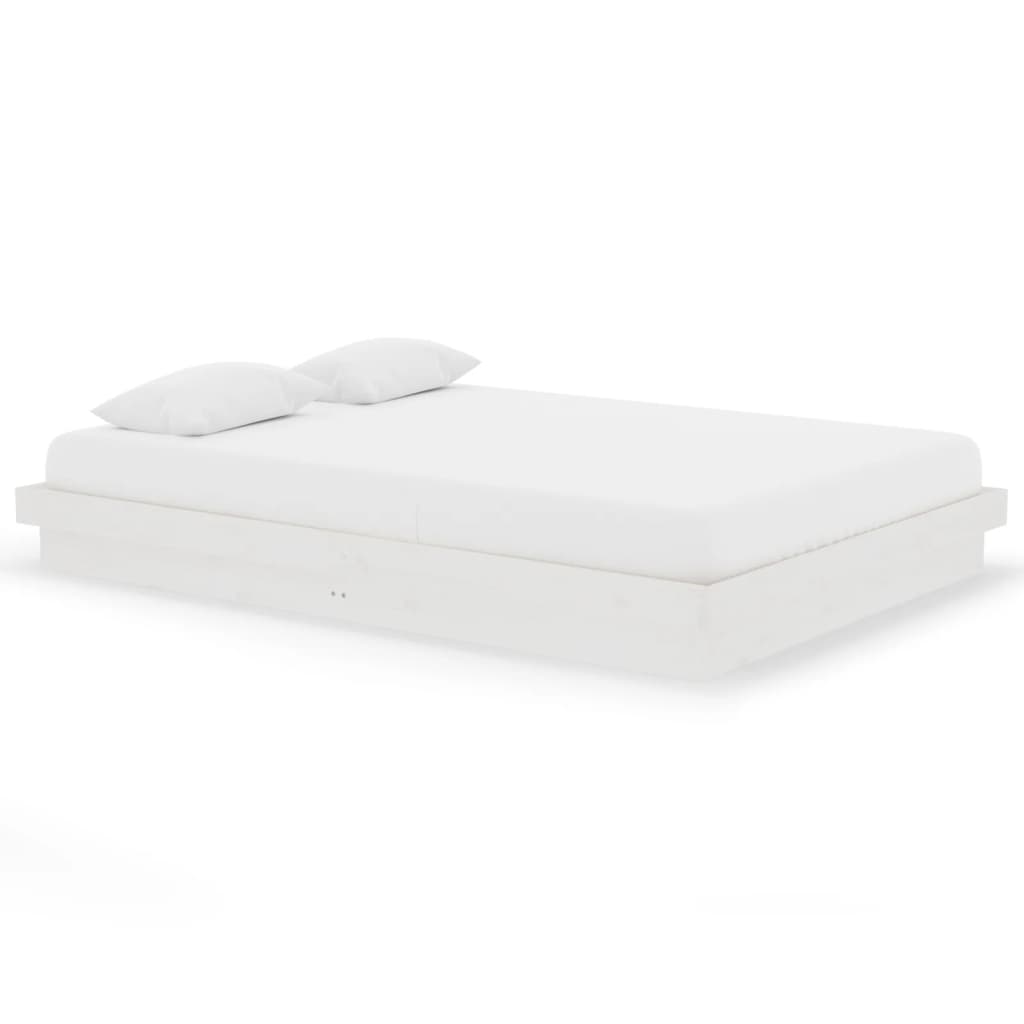 Estrutura de cama 140x200 cm madeira maciça branco