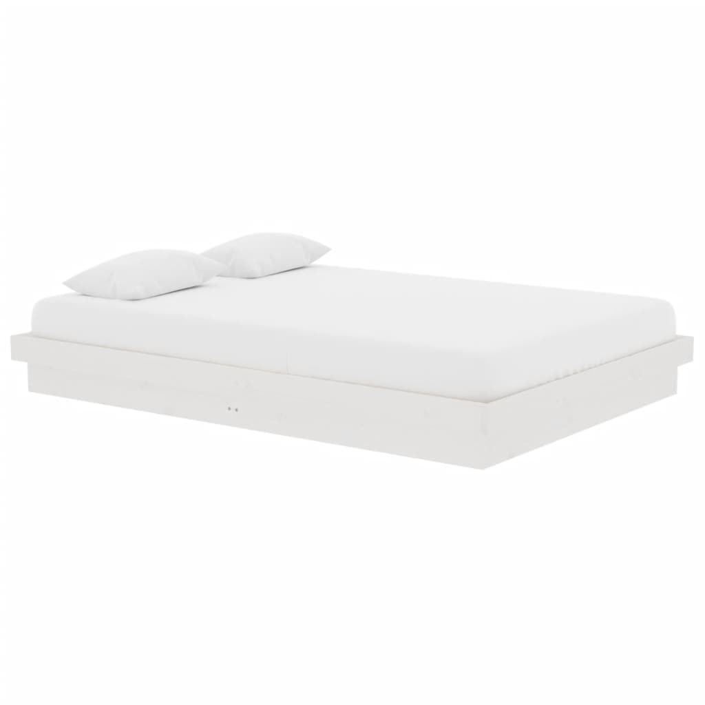 Estrutura de cama 140x200 cm madeira maciça branco