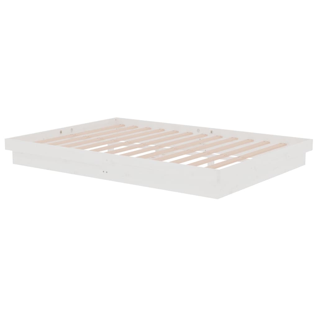 Estrutura de cama 140x200 cm madeira maciça branco