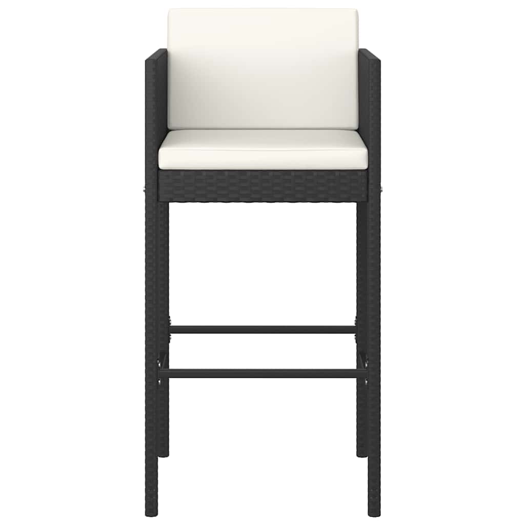 5 Pcs conjunto de bar p/ jardim c/ almofadões vime PE preto