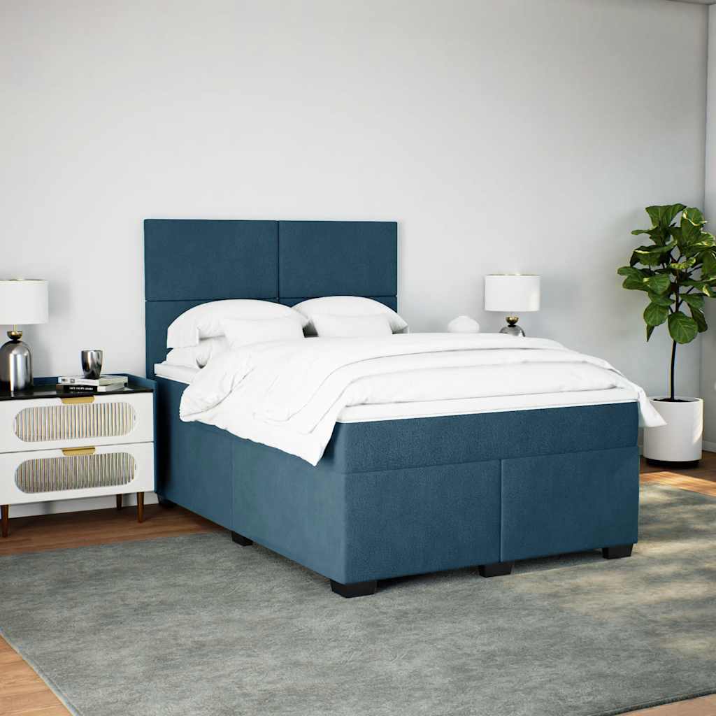 Cama com molas/colchão 160x200 cm veludo azul