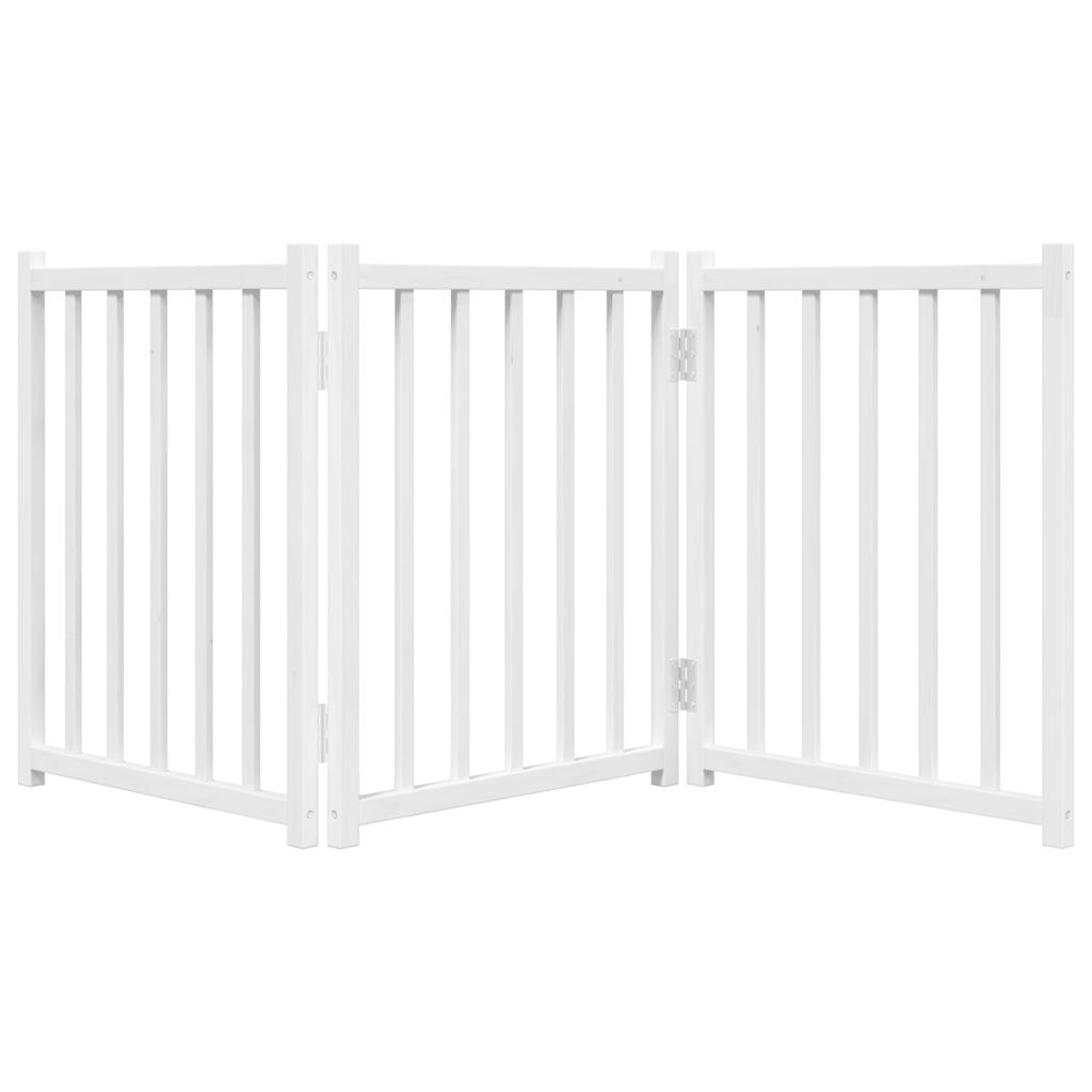 Portão p/ cães dobrável 3 painéis 150 cm abeto maciço branco