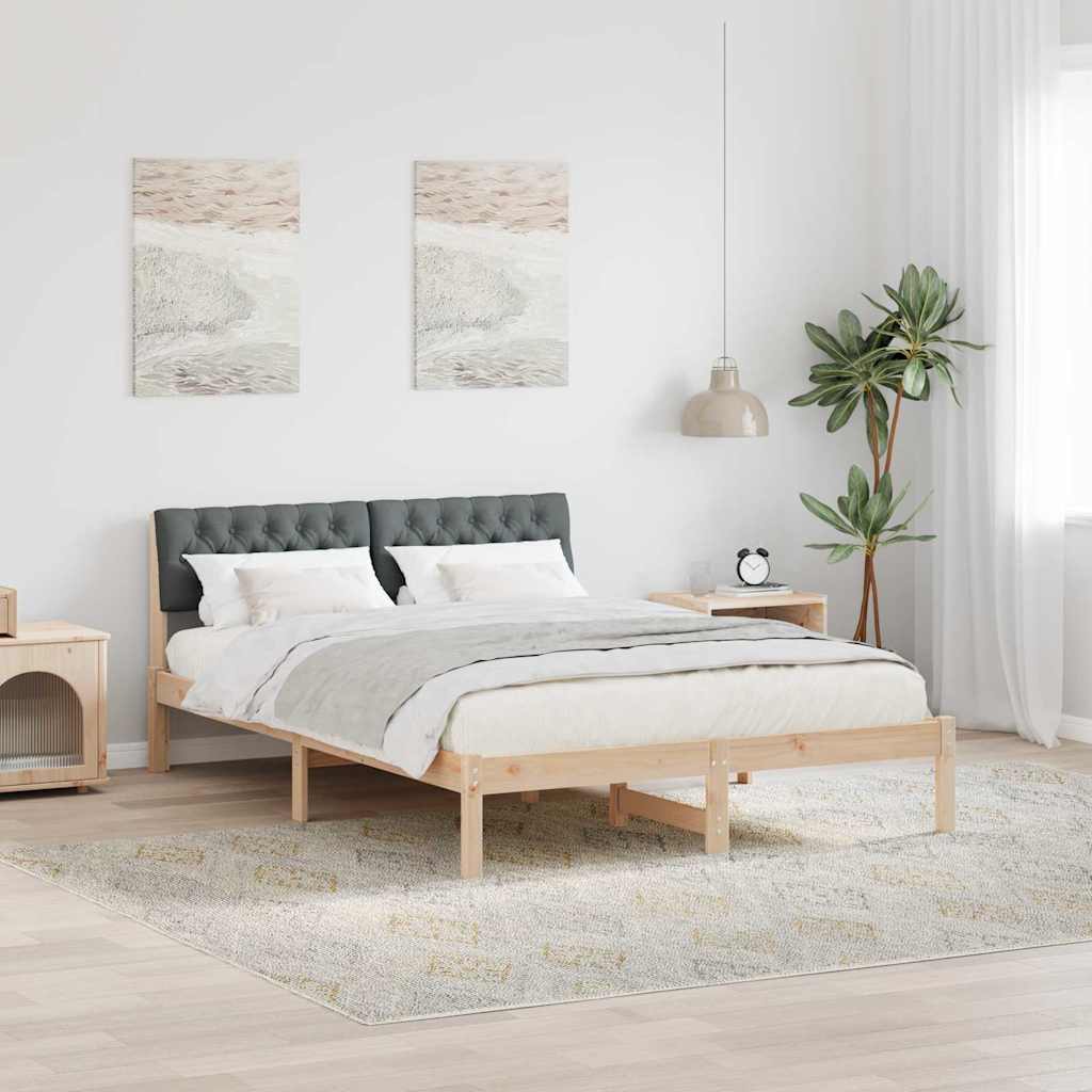 Estrutura da cama castanho e cinzento-escuro 135 x 190 cm