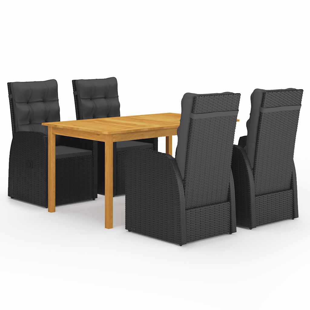 5 Pcs conjunto de jantar para jardim preto