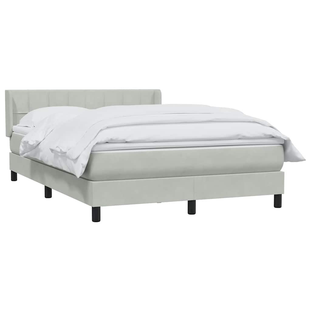 Cama com molas/colchão 160x210 cm veludo cinzento-claro