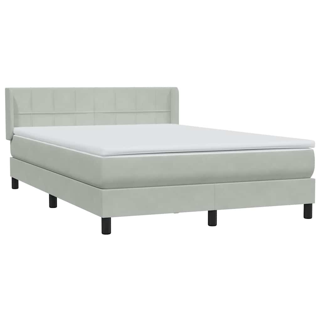 Cama com molas/colchão 160x210 cm veludo cinzento-claro