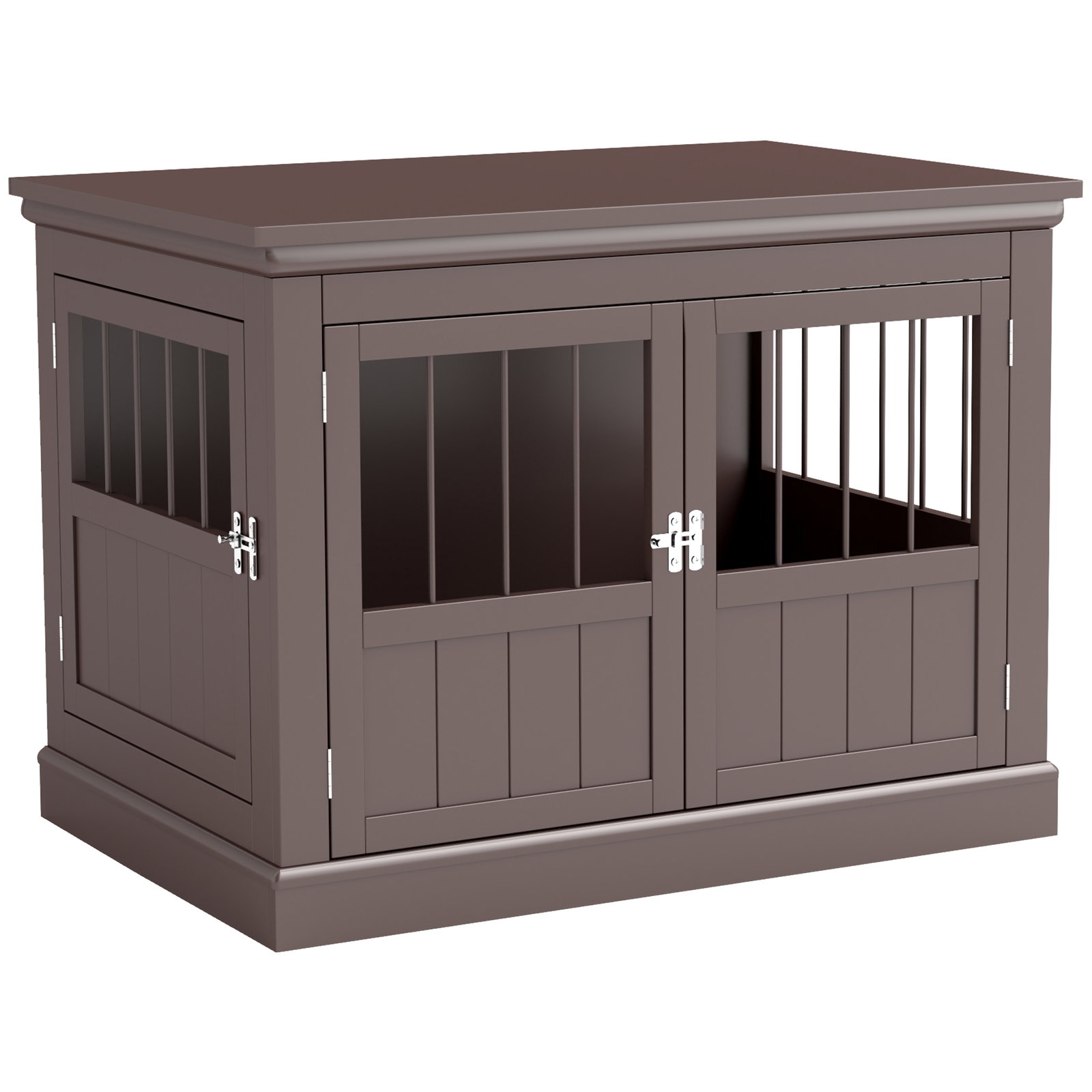 Gaiola para cães com mesa auxiliar 3 portas francês e fecho magnético para cães pequenos 78x53x59,3 cm castanho