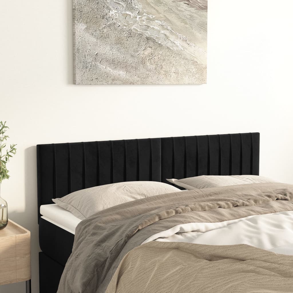 Cabeceiras preto 144x5x78/88 cm veludo