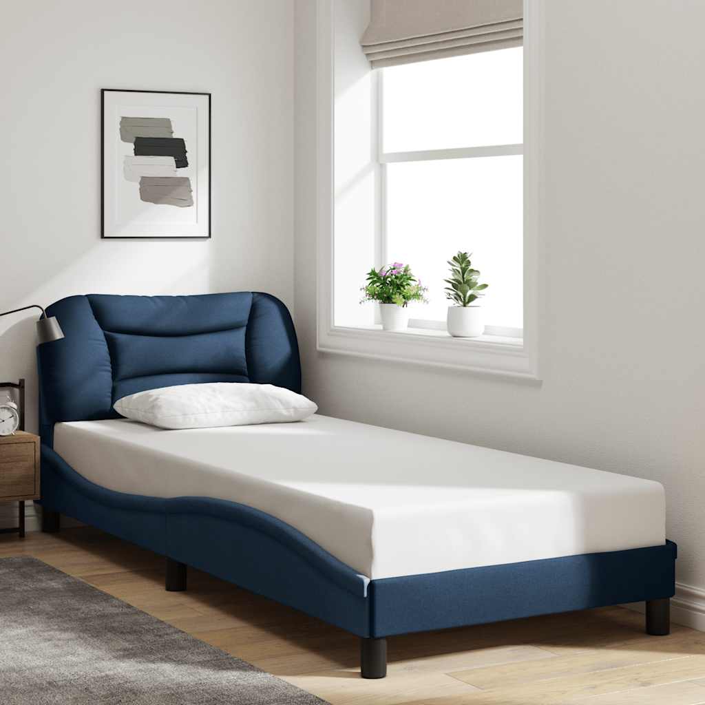 Estrutura de cama sem colchão hvar 90x190 cm tecido azul