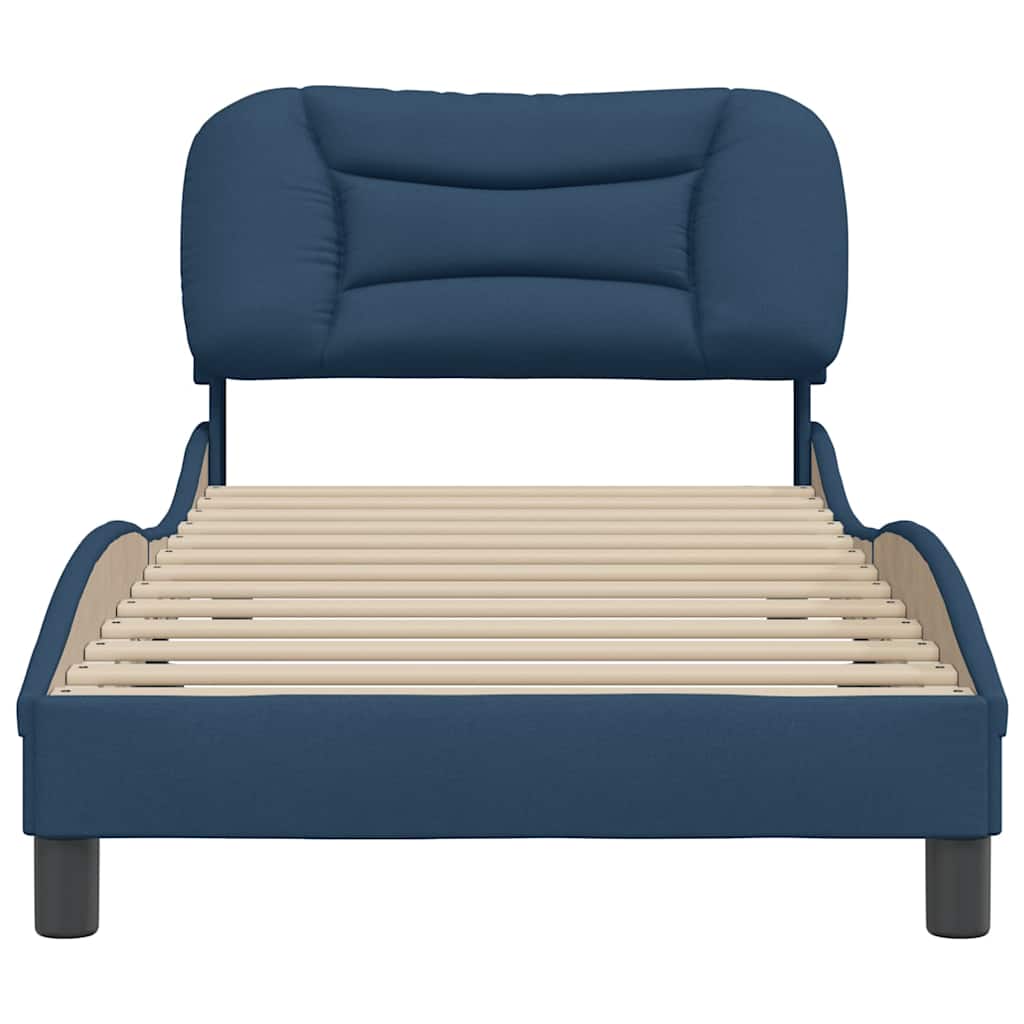 Estrutura de cama sem colchão hvar 90x190 cm tecido azul