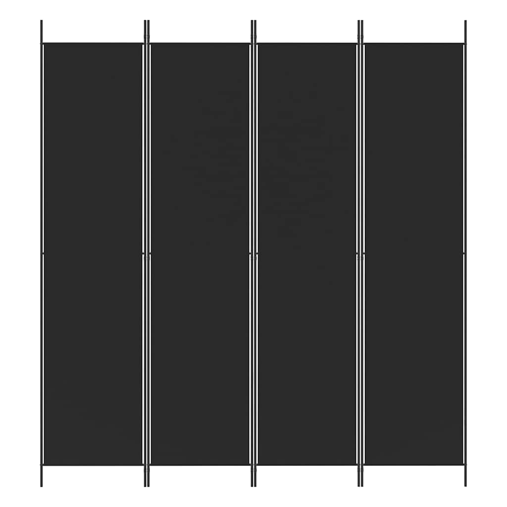 Biombo/divisória com 4 painéis 200x220 cm tecido preto