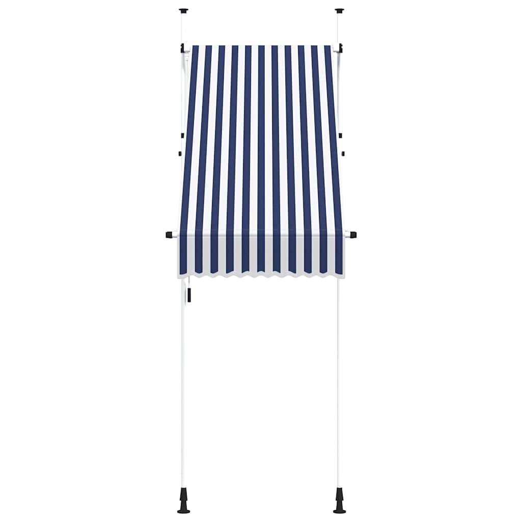 Toldo retrátil manual 100 cm riscas azuis e brancas