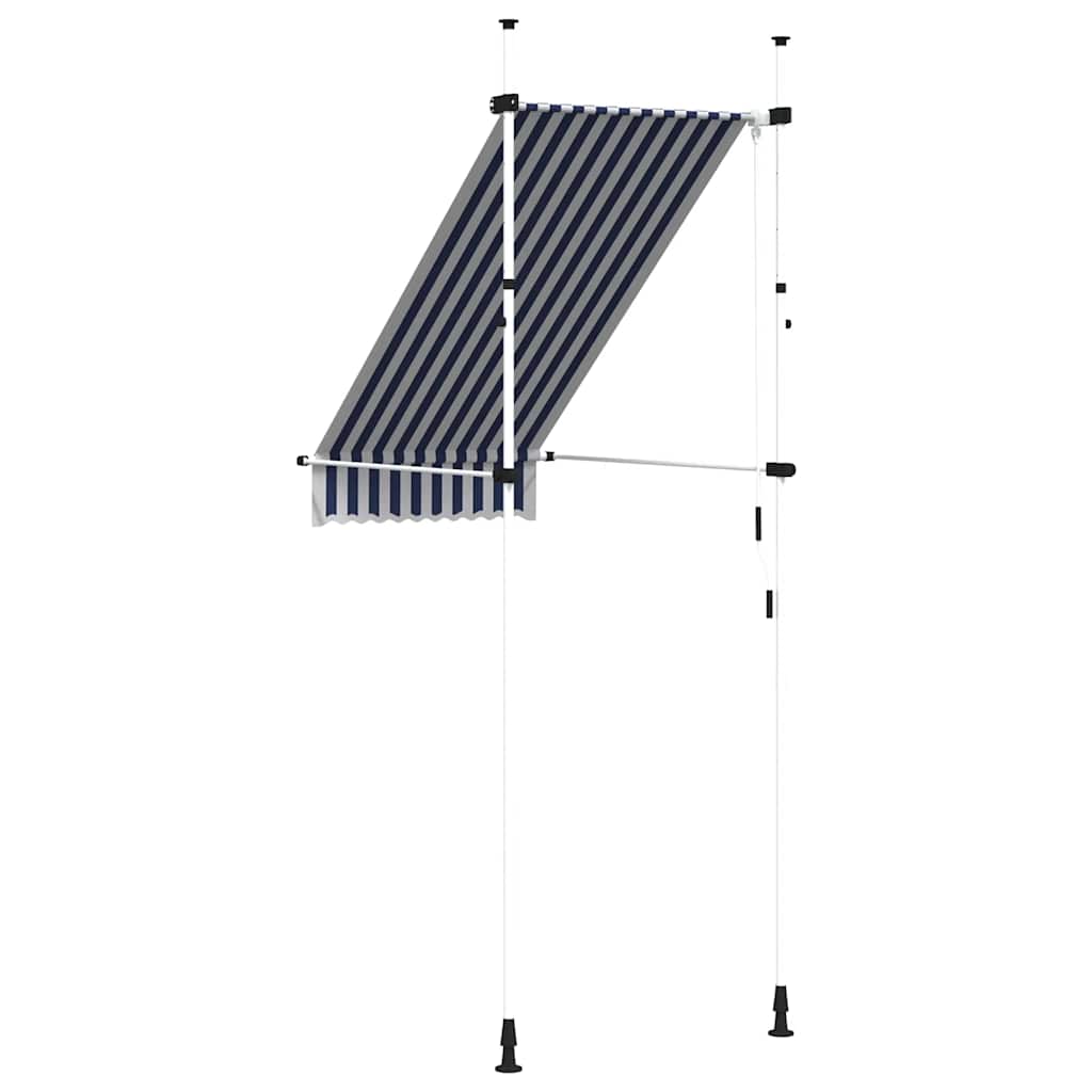 Toldo retrátil manual 100 cm riscas azuis e brancas