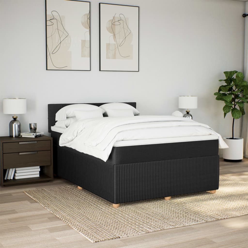 Cama com molas/colchão 140x190 cm tecido preto