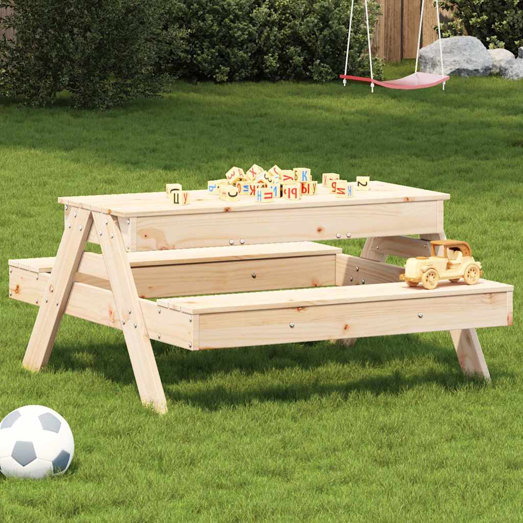 Mesa de piquenique com caixa de areia infantil pinho maciço