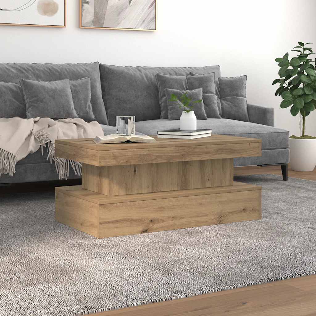 Mesa de centro com luzes LED 90x50x40 cm carvalho artisiano