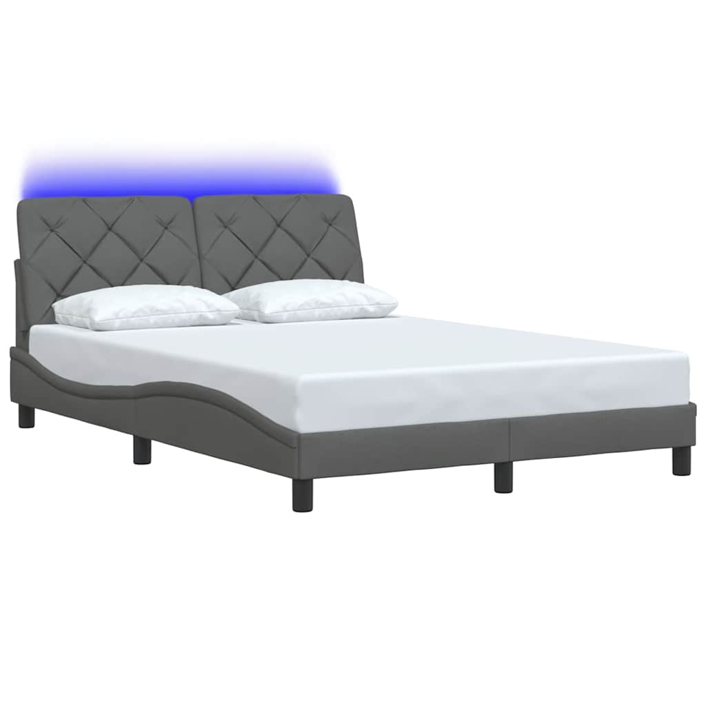 Estrutura de cama com LED sem colchão 140x190 cm tecido