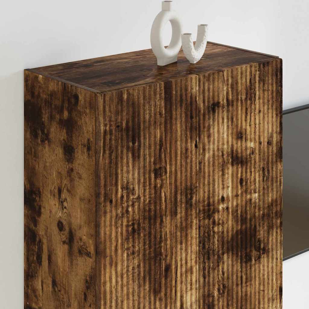 Armário de TV de parede 59,5 x 31 x 80 cm carvalho defumado
