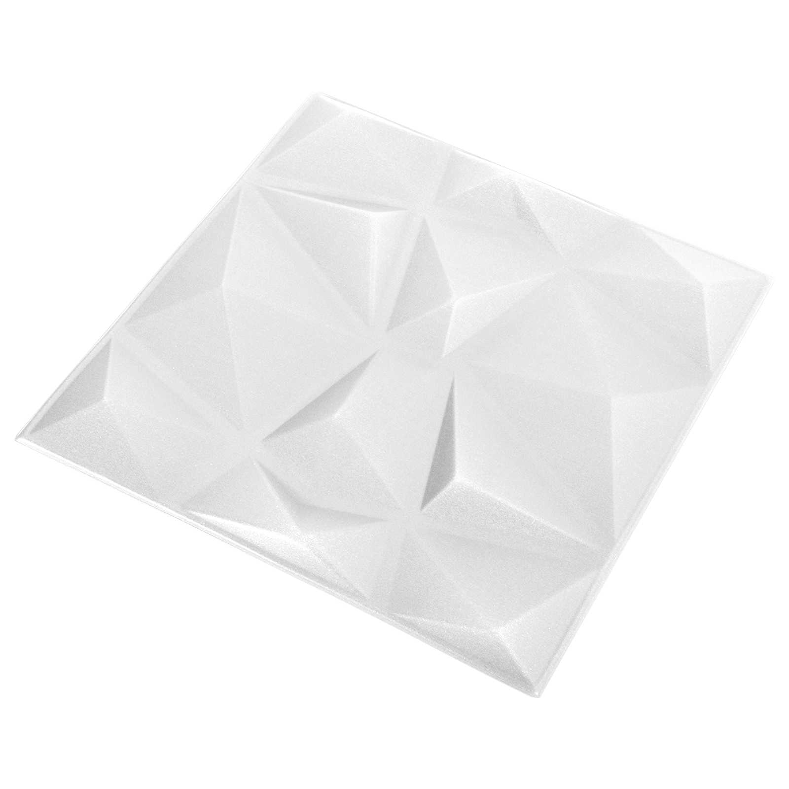 Painéis de parede 12 unid. 50 x 50 cm branco diamante
