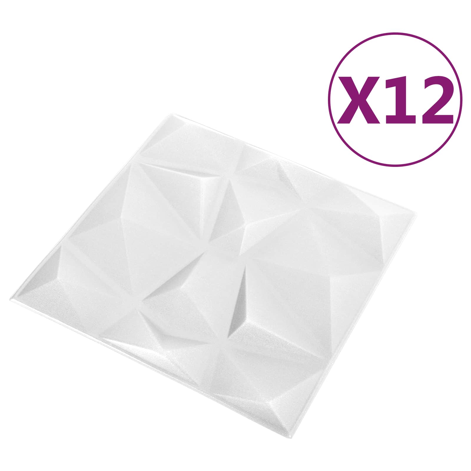 Painéis de parede 12 unid. 50 x 50 cm branco diamante