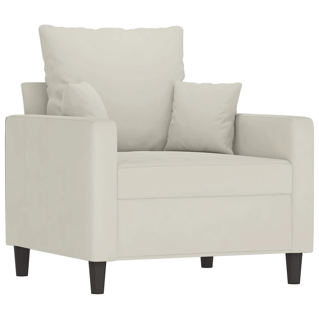 Poltrona com apoio de pés 60 cm veludo cor creme