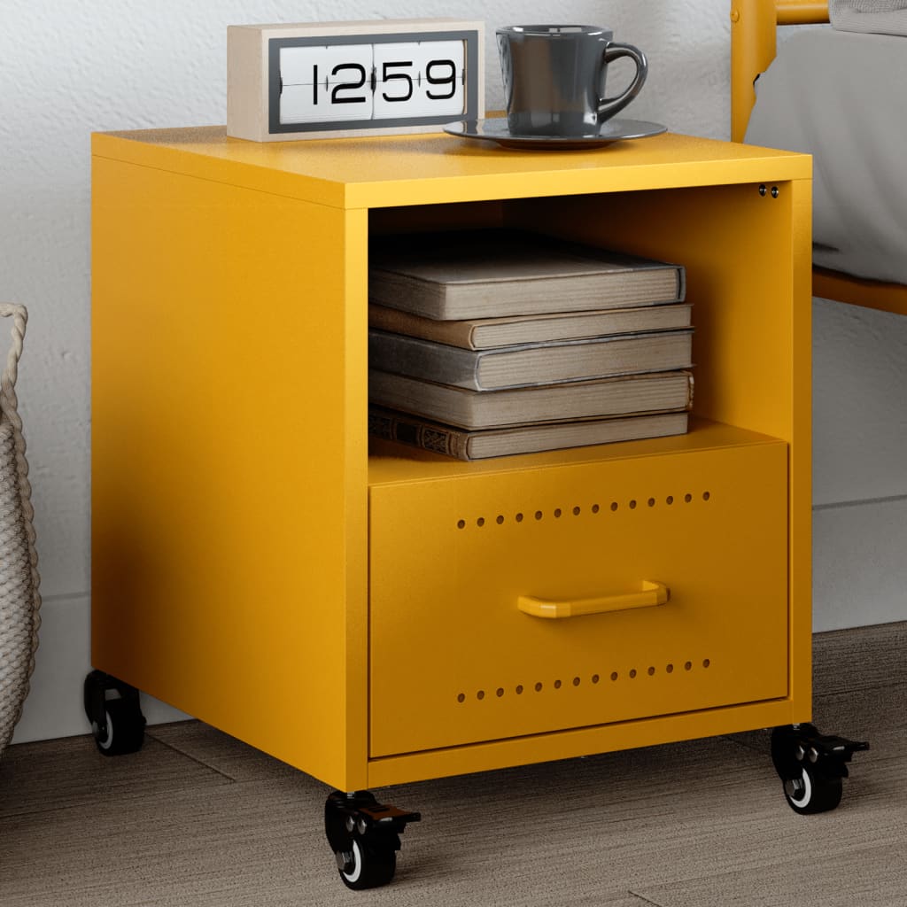 Mesa de cabeceira 36x39x43,5 cm aço amarelo mostarda