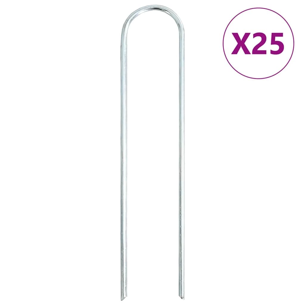 Estacas de chão em forma de u 25 pcs 20x3,5 cm aço galvanizado