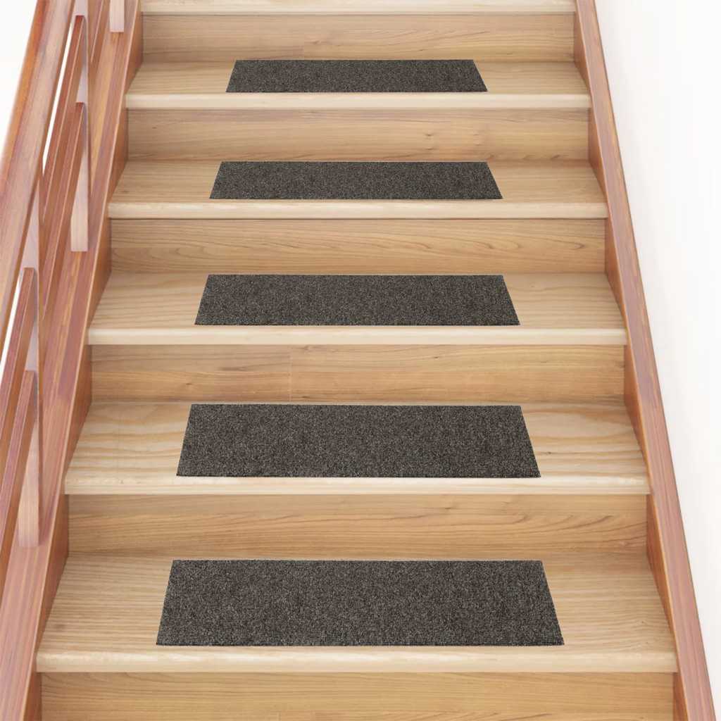 Tapetes de escada autoadesivos 15 peças 76x20 cm antracite retangulares