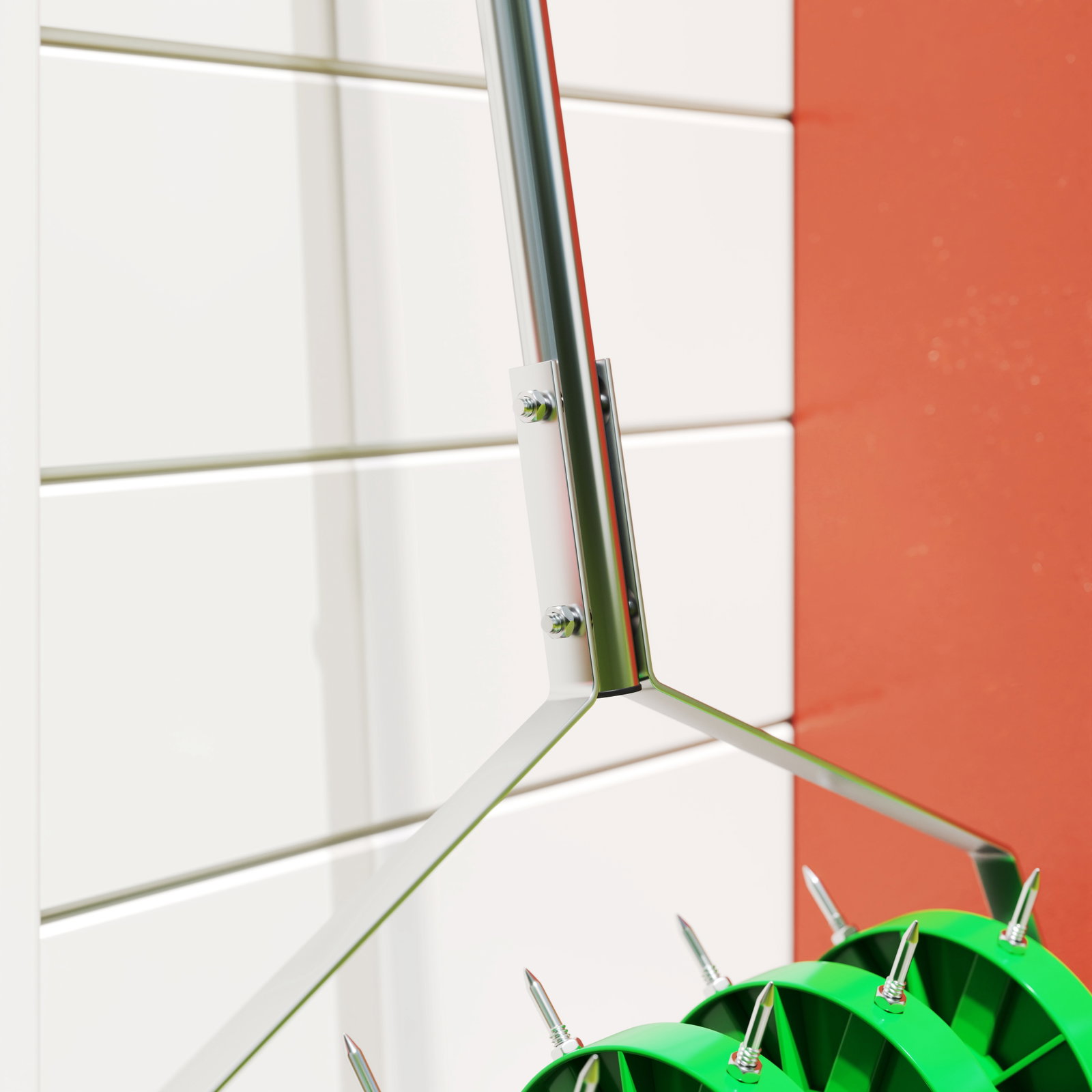 Rolo aireador de relva manual com pontas e cabo desmontável em três peças para jardim pátio 45x21x140 cm verde escuro