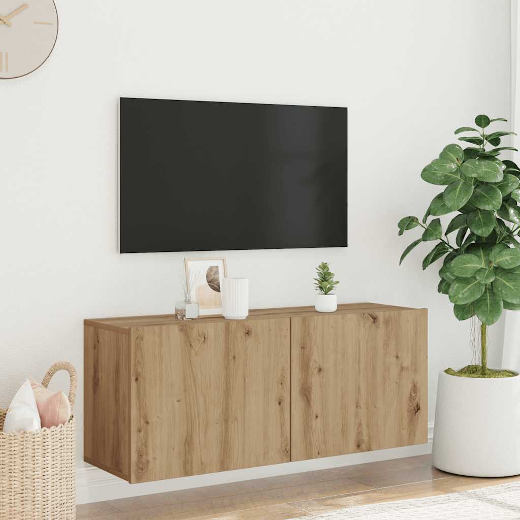 Móvel de parede para TV 100x30x41 cm carvalho artesanal