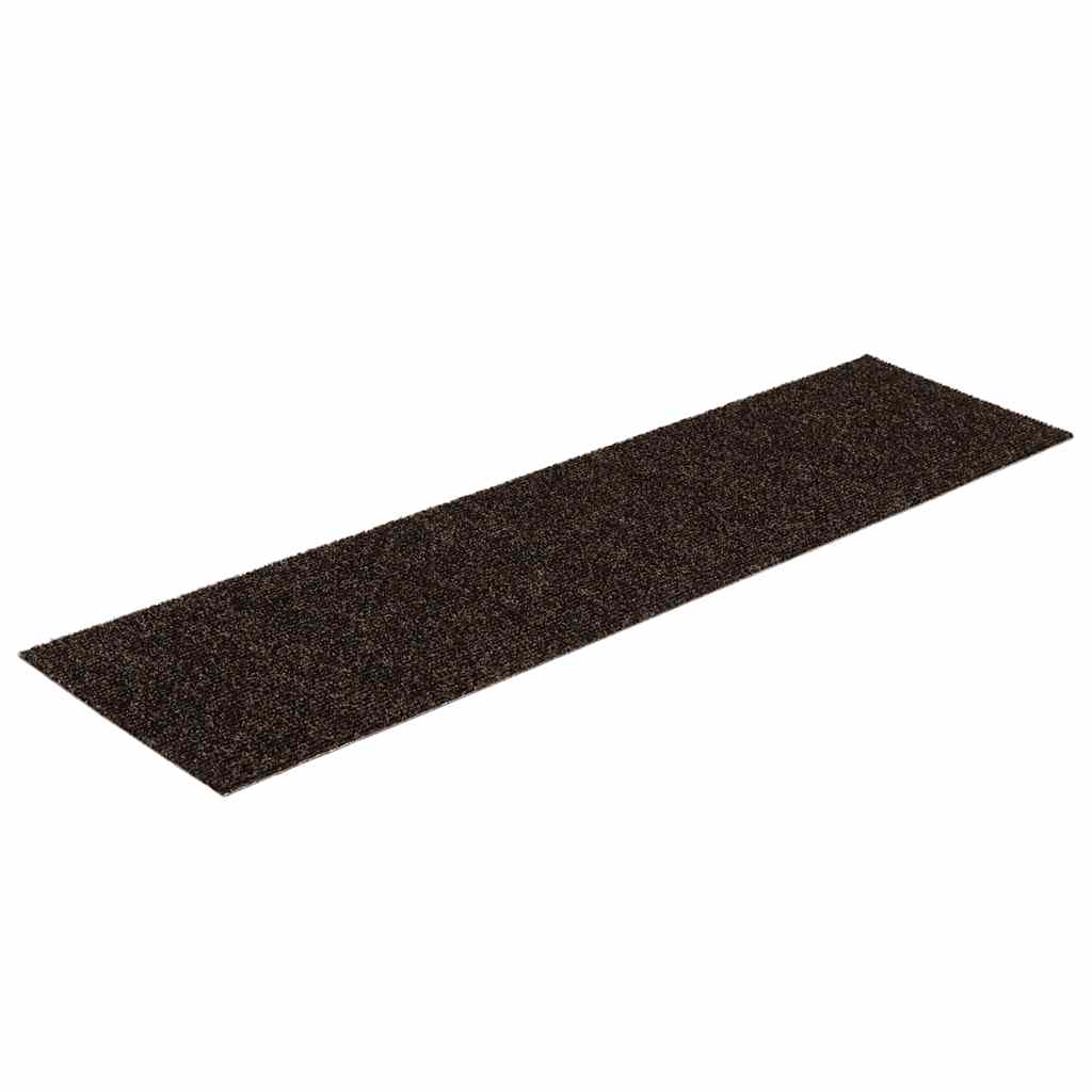 Tapetes de escada autoadesivos 15 peças 76x20 cm marrom escuro retangulares