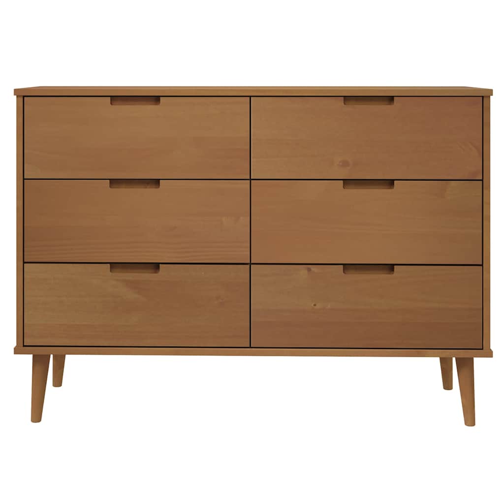 Armário de gavetas molde 113x40x80 cm pinho maciço castanho
