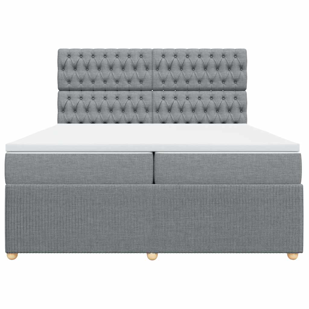 Cama com molas/colchão 200x200 cm tecido cinza-claro