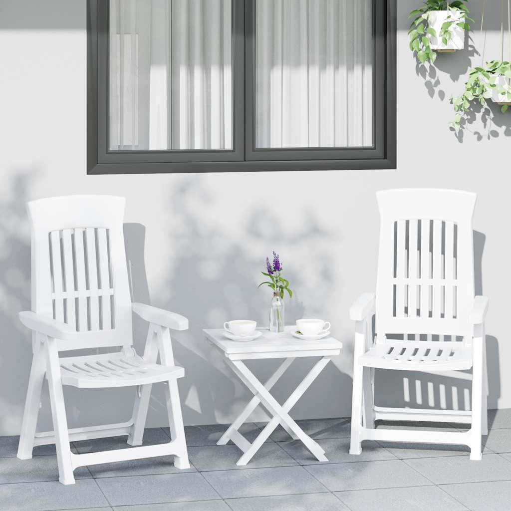 Cadeiras de jardim reclináveis 2 pcs PP branco