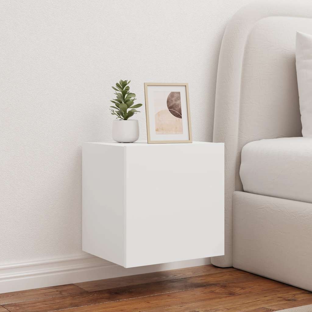 Móveis de parede p/ TV com luzes LED 2 pcs 40,5x35x40 cm branco