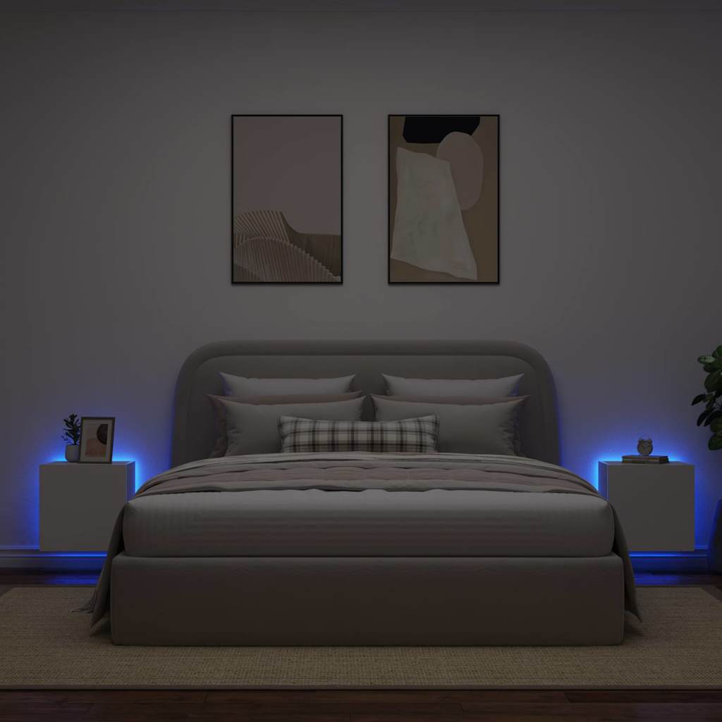 Móveis de parede p/ TV com luzes LED 2 pcs 40,5x35x40 cm branco