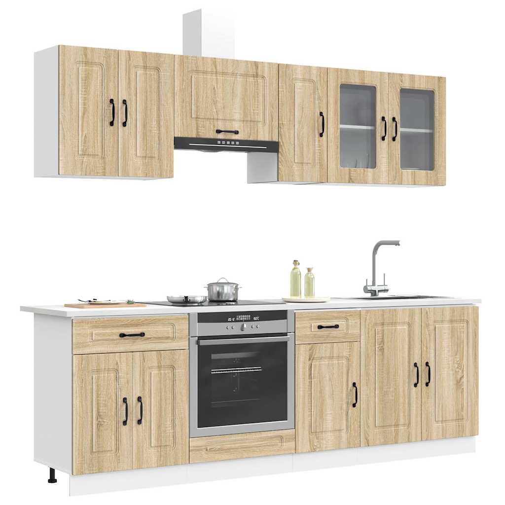8 Peças armário de cozinha conjunto kalmar sonoma carvalho